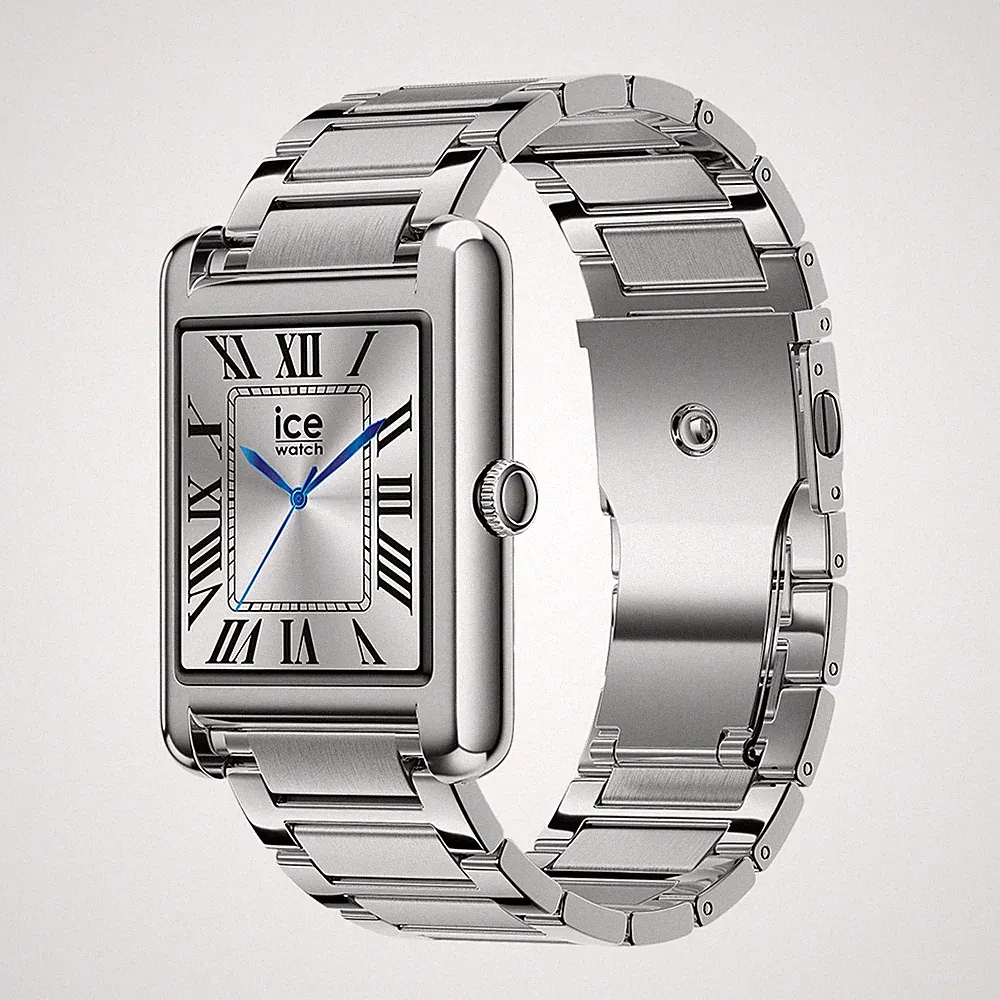 Ice Watch, Rechteckige Smartwatch Ice Smart TK 2.0 mit Edelstahlarmband, Silber