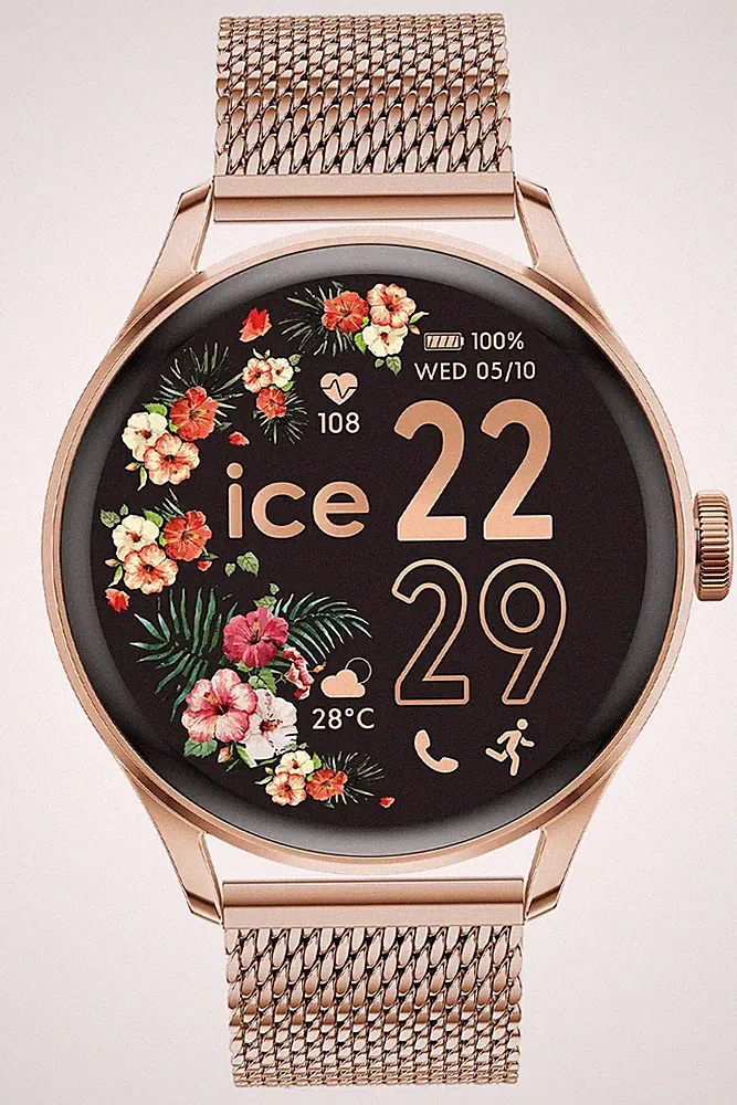 ICE-WATCH Smartwatch ICE Smart 2.0 Rund Roségoldfarben mit Milanaiseband 023394