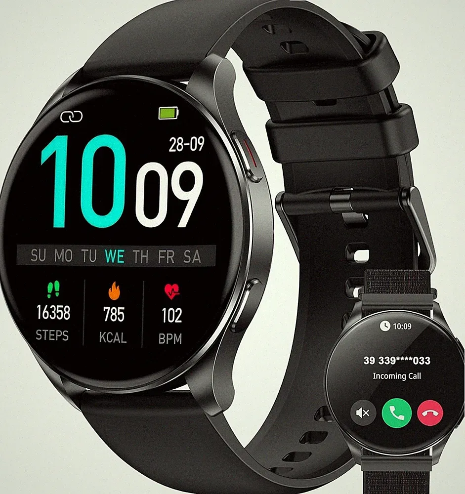 IOWODO AMOLED-Display Smartwatch für Damen Herren Telefonfunktion Fitnessuhr