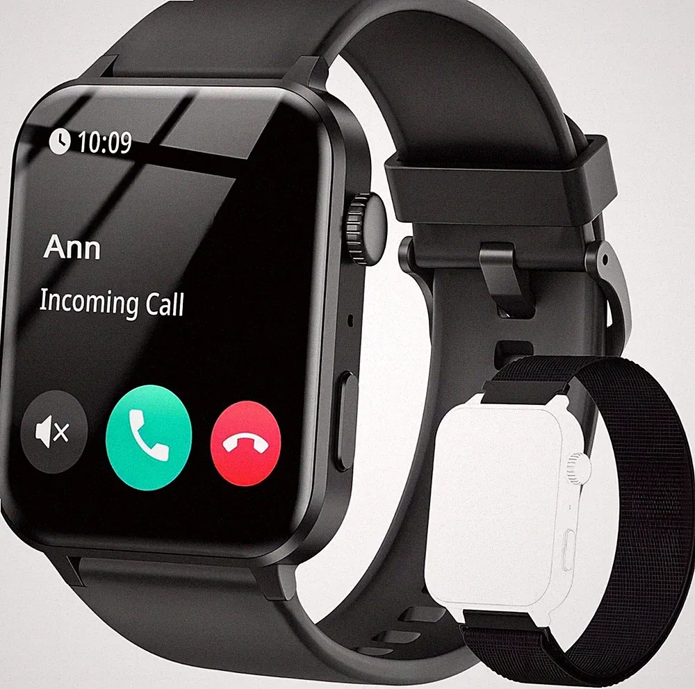 IOWODO R30Pro Smartwatch 1,85" Touchscreen Telefonfunktion, 100+ Modi, Schwarz