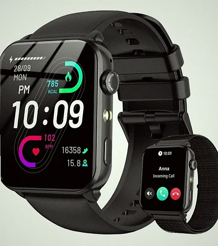 IOWODO Smartwatch Herren Damen mit Telefonfunktion, 1,91'' HD Fitnessuhr mit 2 A