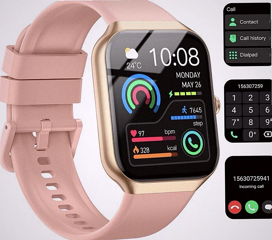 jugeman P99 Smartwatch 1,96'' Touchscreen, Bluetooth Call, Fitness Tracker, Rosa