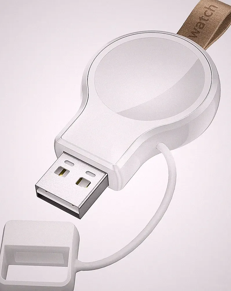 Kabelloses Ladegerät für Apple Watch Tragbar USB Weiß Zubehör für Smartwatch