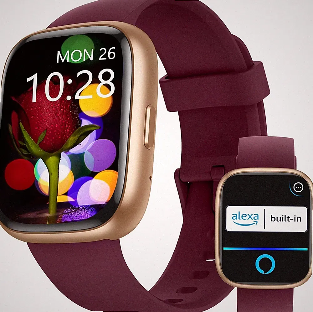 KALINCO Alexa Smartwatch Damen Herren, Telefonfunktion, IP68 Wasserdicht