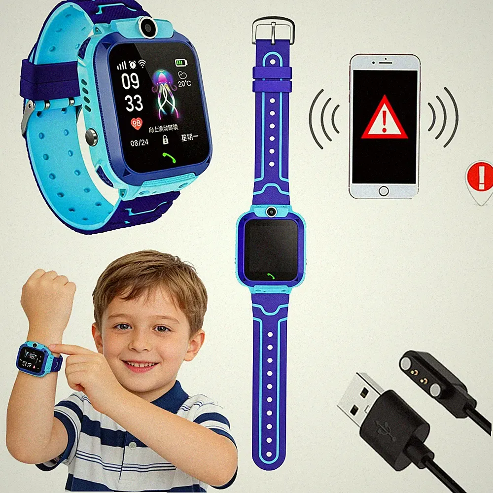 Kinder Smartwatch 2026 SIM-Karte SOS-Notfalltaste 7 Tage Akku IP53 Spritzwasser