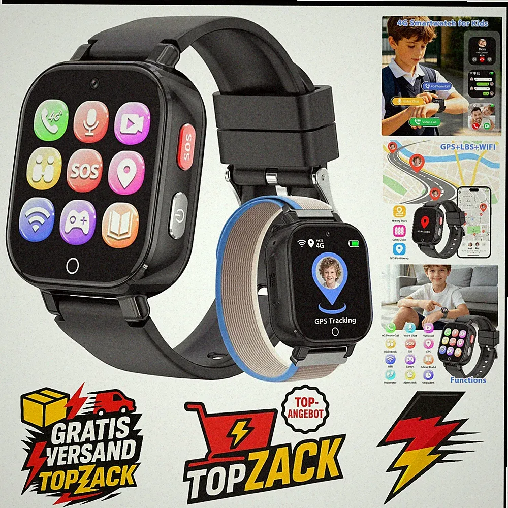 Kinder Smartwatch 4G GPS Lernspiele Video Anruf SOS