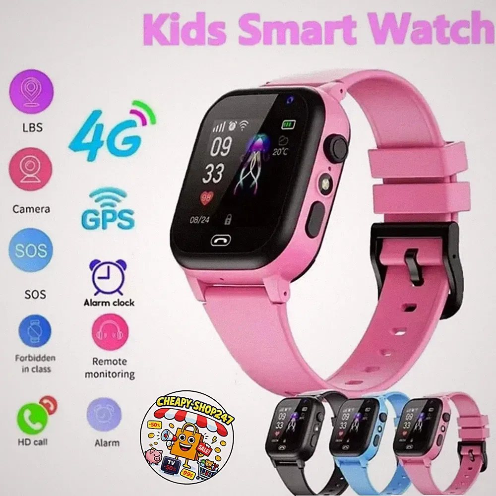 Kinder-Smartwatch 4G GPS-Ortung Videoanruf SIM-Karte SOS Kinderkamera