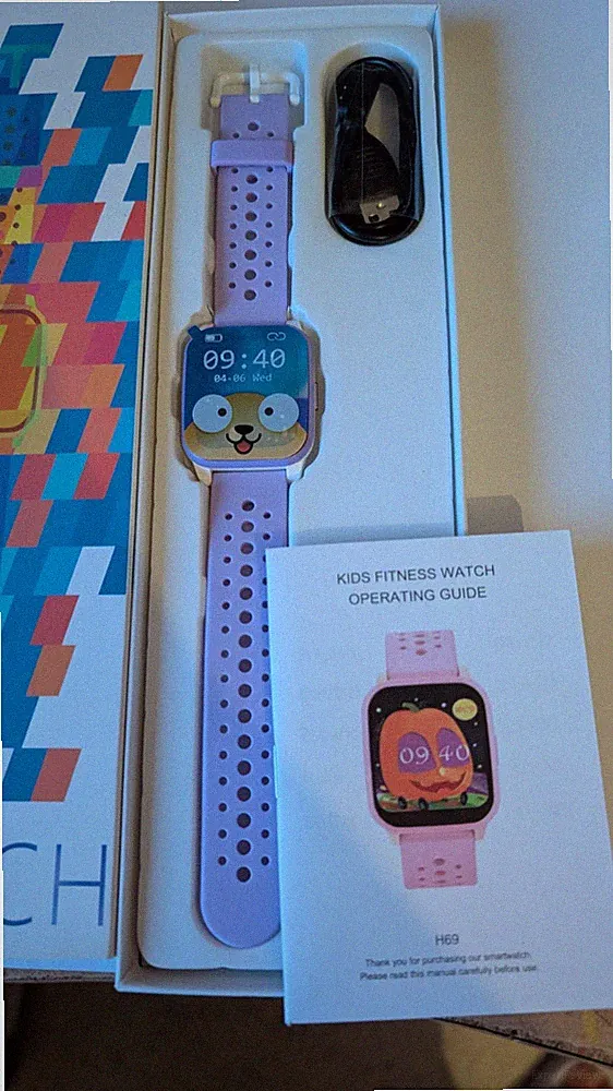 Kinder Smartwatch Fitness Watch H69 lila 40 mm Silikonarmband Android USB