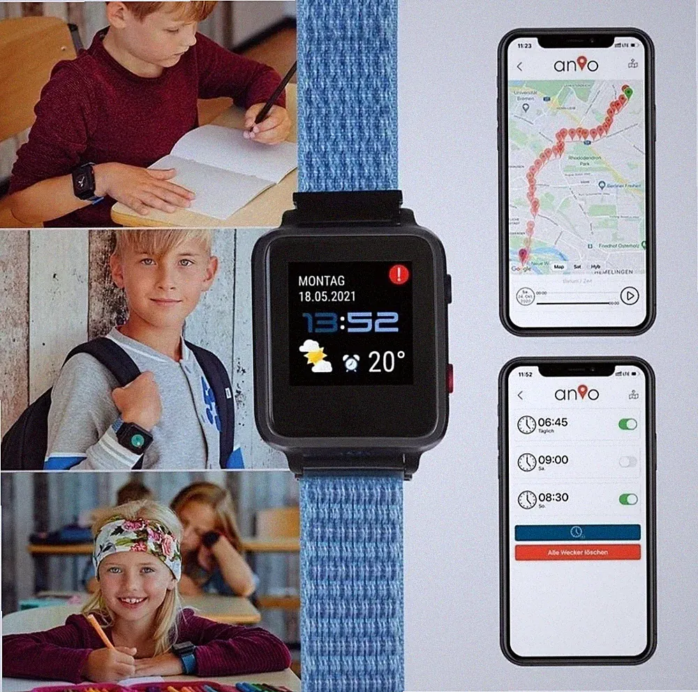 Kinder Smartwatch GPS Tracker Uhr Telefon SOS Schulmodus Blau TOP-Zustand