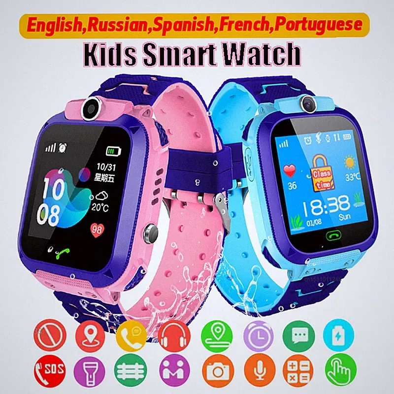 Kinder Smartwatch Kamera SOS GPS Tracker SIM Telefonuhr Wasserdicht Armbanduhr