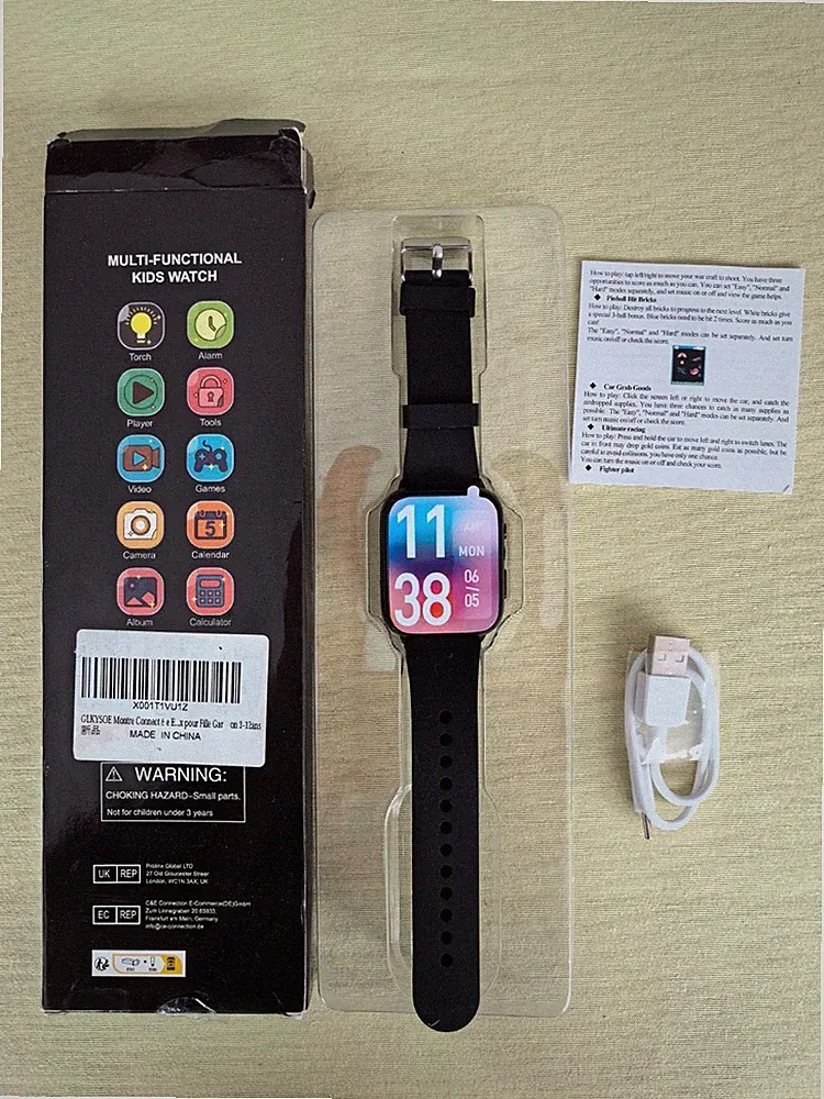 Kinder Smartwatch mit 10 Hörbücher, 26 Spiele (Schwarz) -Ausgepackt! aber neu!