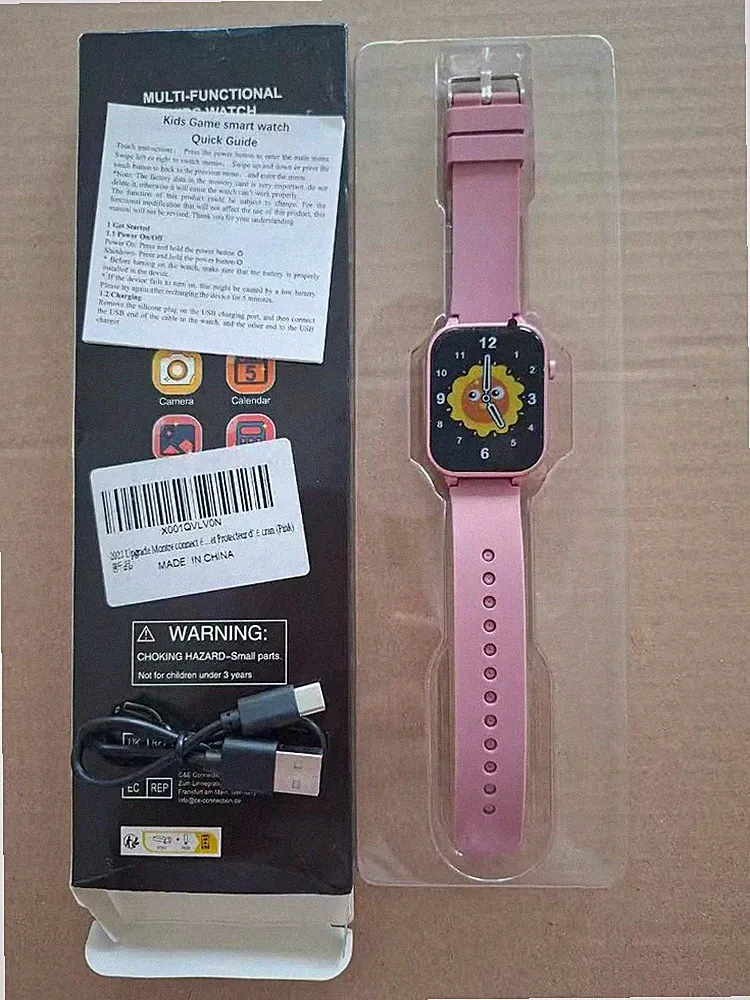Kinder Smartwatch mit 26 Spiele Schrittzähler Musik(Pink)-Ausgepackt ! Aber Neu!