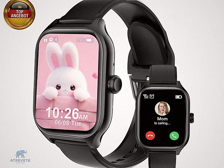 Kinder Smartwatch mit Schlafüberwachung, Rennspiel, Wetteranzeige