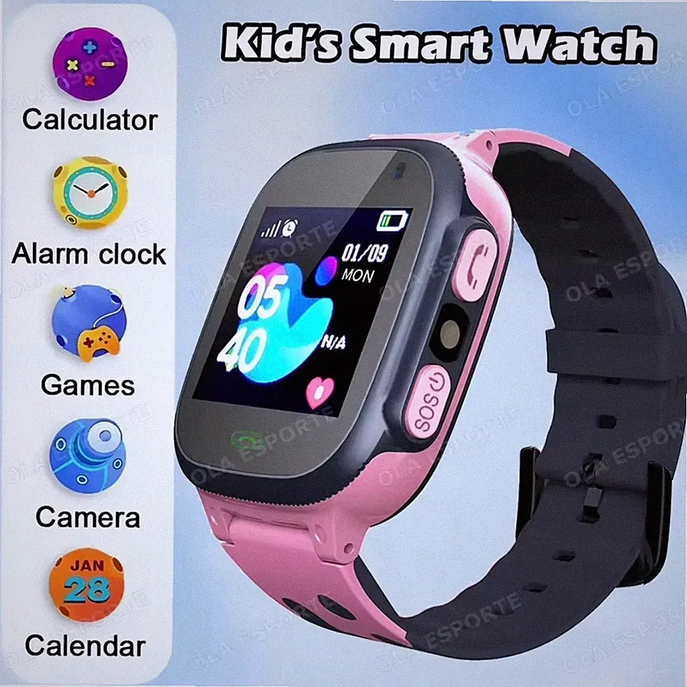 Kinder-Smartwatch mit SIM-Karte, Zwei-Wege-Anruf, SOS, LBS, GPS-Ortung, Wasserdi