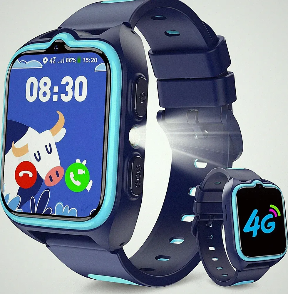 Kinder Smartwatch mit SIM-Kartensteckplatz, LBS+WLAN+GPS-TrackerUhr SOS Notruf