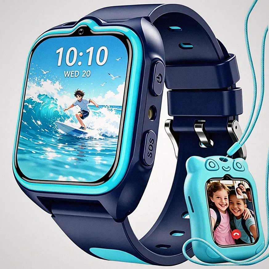 Kinder-Smartwatch SIM-Slot GPS LBS WLAN Ortung SOS Notruf Videoanruf Telefonuhr
