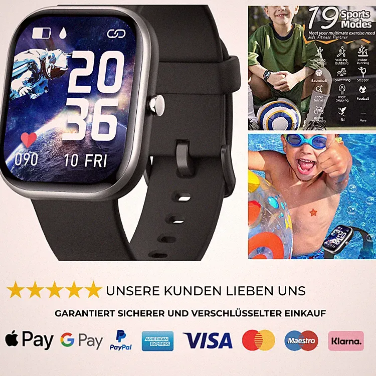 Kinder Smartwatch Wasserdicht 19 Sportmodi Schrittzähler