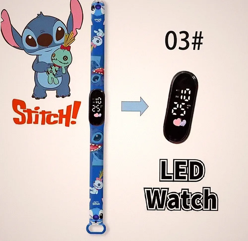 Kinderuhr LED Geschenke Lilo & Stitch Anime Digital Cartoon Sport Uhr Neu Film