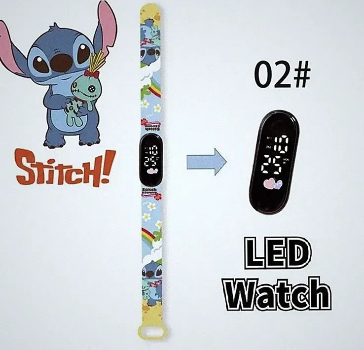 Kinderuhr LED Geschenke weiße Nähte Anime Digital Kinder Cartoon Sportuhr