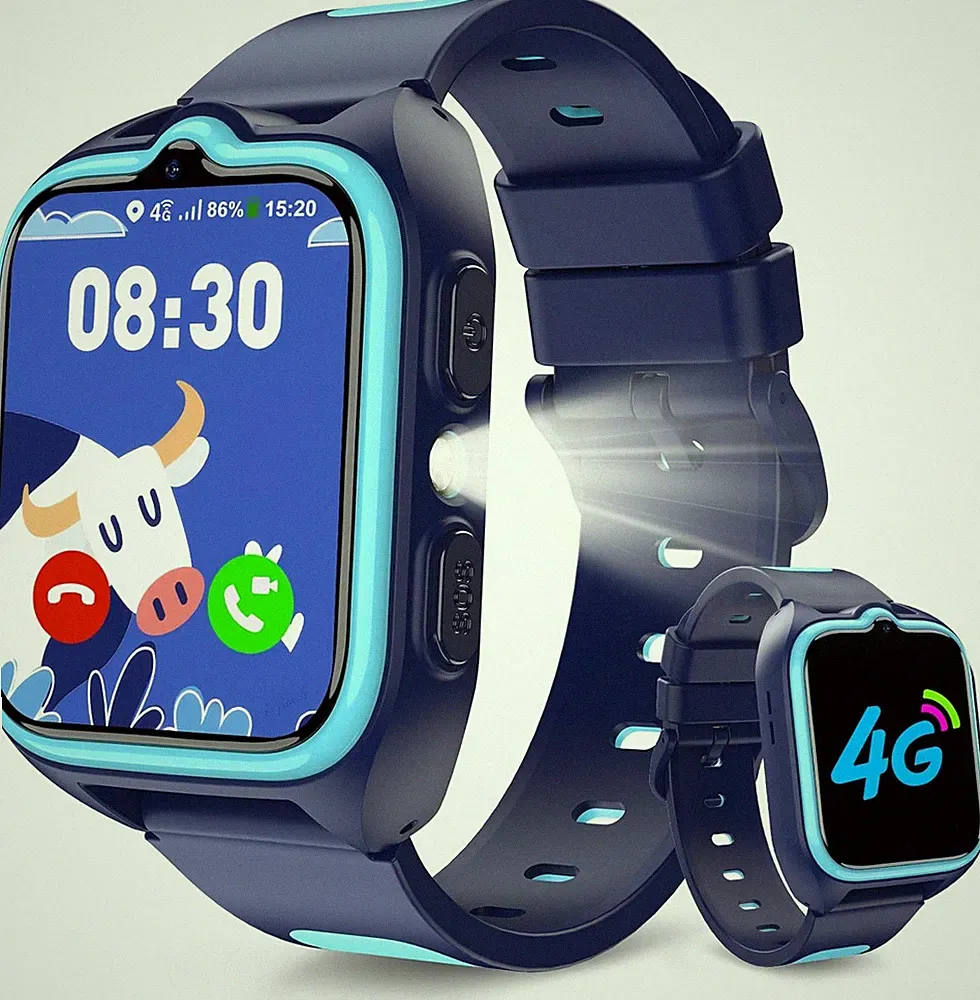 Kinderuhr mit SIM-Kartensteckplatz 4G GPS LBS WLAN Tracker Telefonfunktion