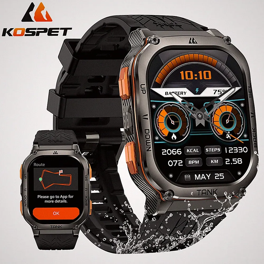 KOSPET® TANK M3 ULTRA Rugged Smartwatch GPS 50M Wasserdicht Militärqualität