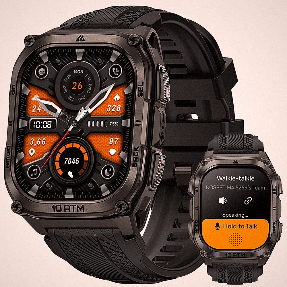 KOSPET TANK M4 Smartwatch Herren, Voll-Edelstahlgehäuse, Globale Offline-Karten