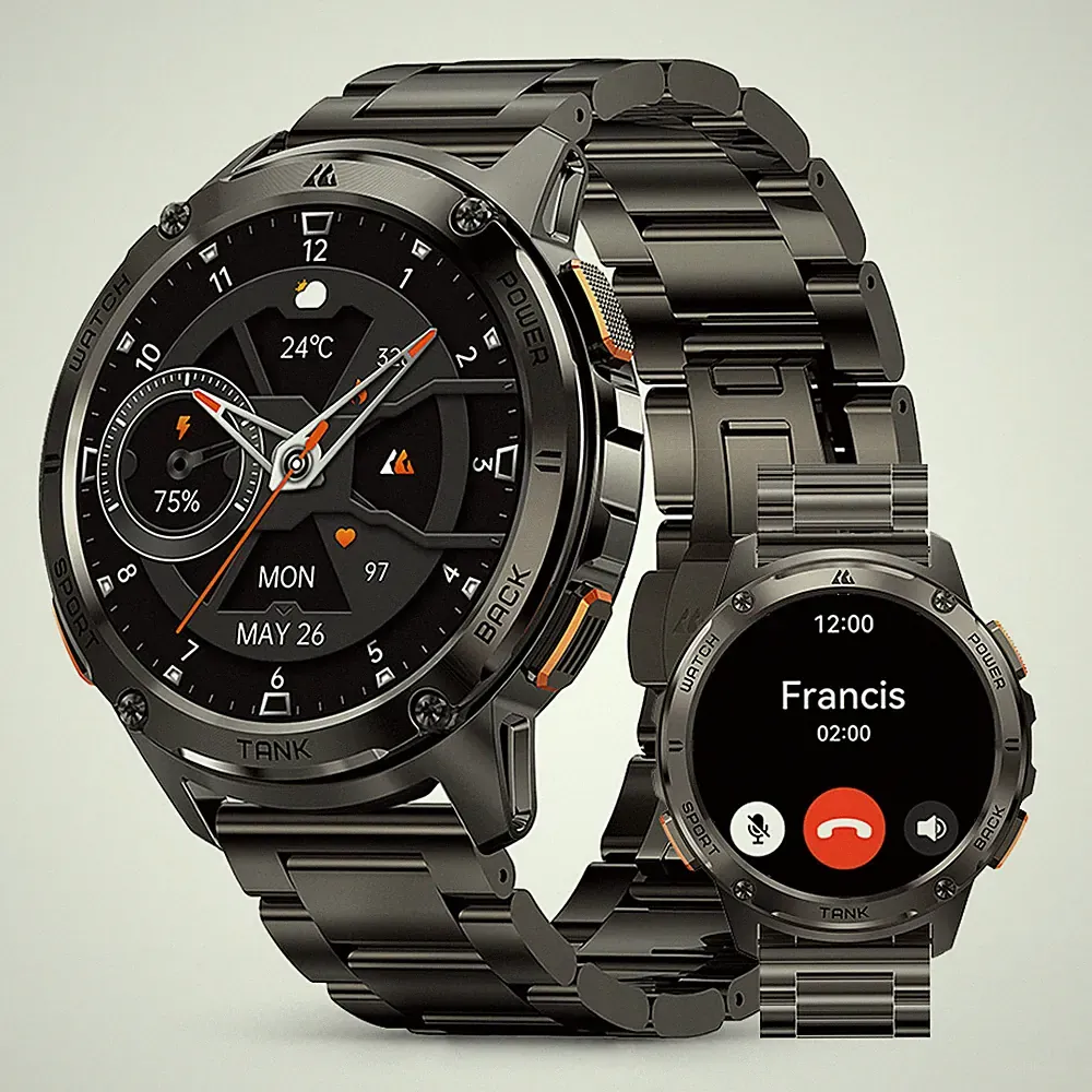 KOSPET TANK T3 Smartwatch Herren 500mAh Akku 5 ATM Wasserdicht für Android iOS