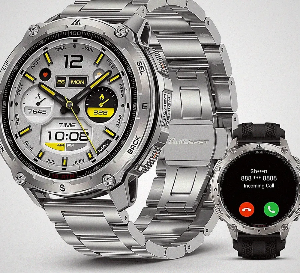 KOSPET TANK T3 Smartwatch Silber Herren Bluetooth Telefonie AMOLED