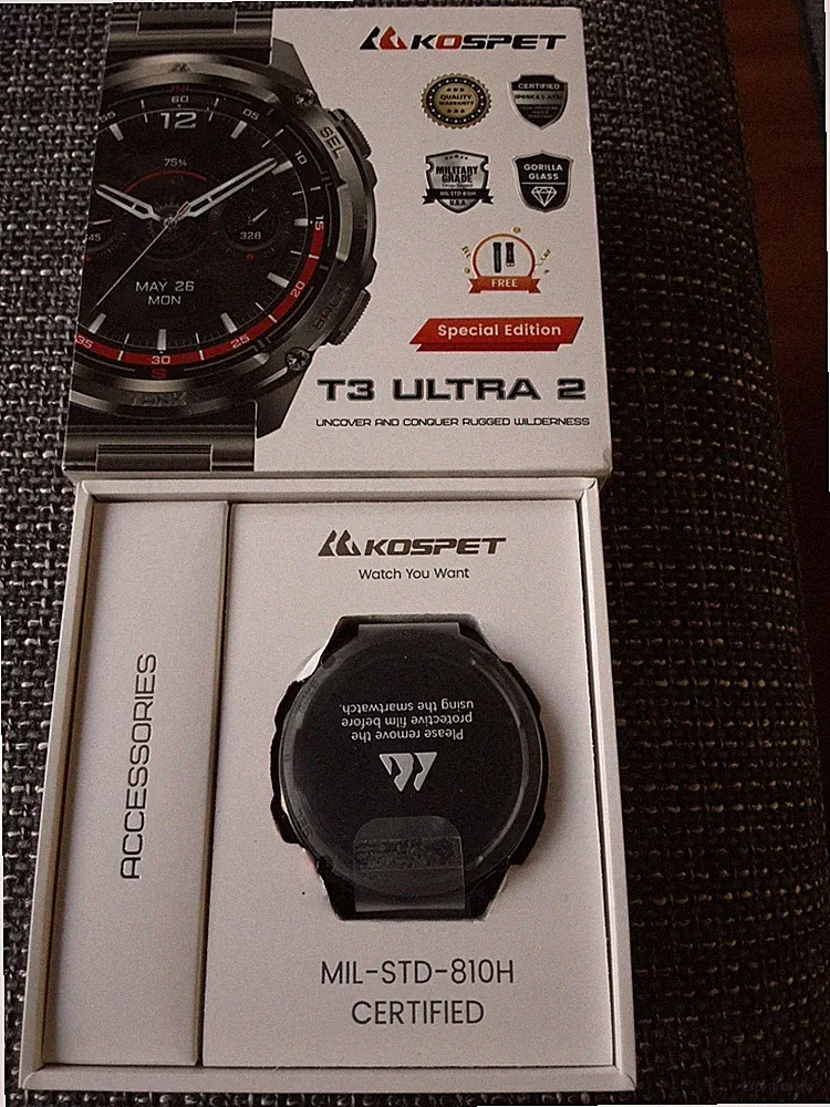 KOSPET TANK T3 Ultra 2 GPS Smartwatch Herren,Edelstahl Gehäuse, 50M Wasserdicht