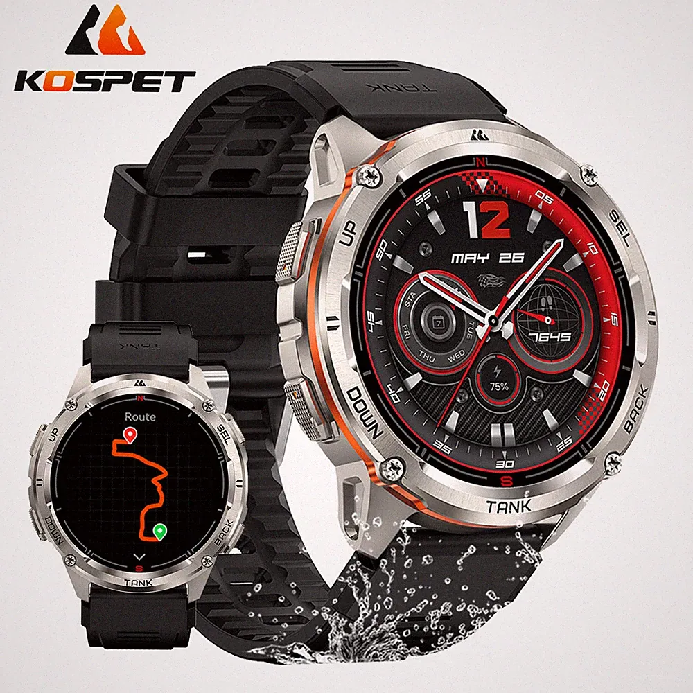 KOSPET® TANK T3 ULTRA 2 Smartwatch AMOLED 1000nit Herzfrequenz 15 Tage Nutzung