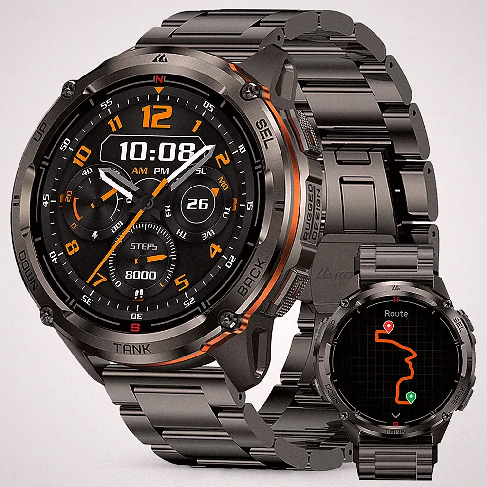 KOSPET TANK T3 Ultra2 GPS Smartwatch Herren 5ATM Wasserdichte Edelstahl Gehäuse