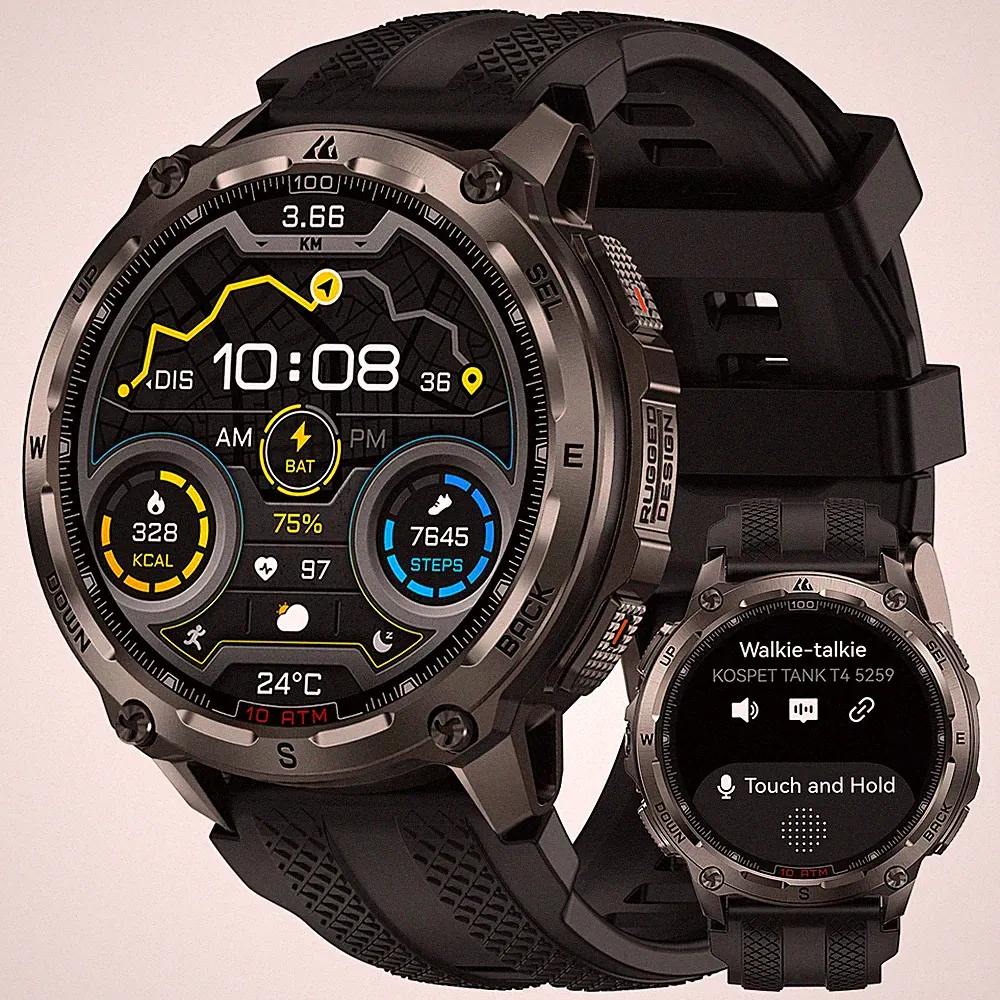 KOSPET TANK T4 GPS Smartwatch Herren Globale Offline-Karten 100m Wasserdicht NEU