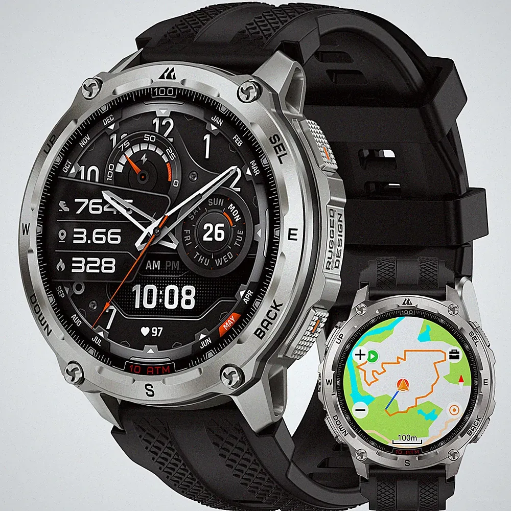 KOSPET TANK T4 GPS Smartwatch Herren Globale Offline-Karten 45m Freitauchen NEU