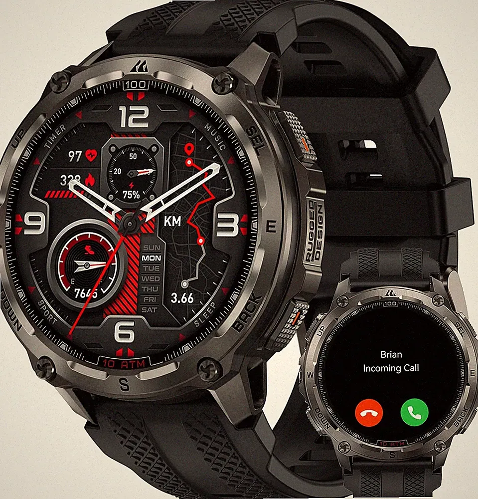 KOSPET Tank T4 GPS Smartwatch Herren, Voll Edelstahl, 6 Satelliten-System & Offl