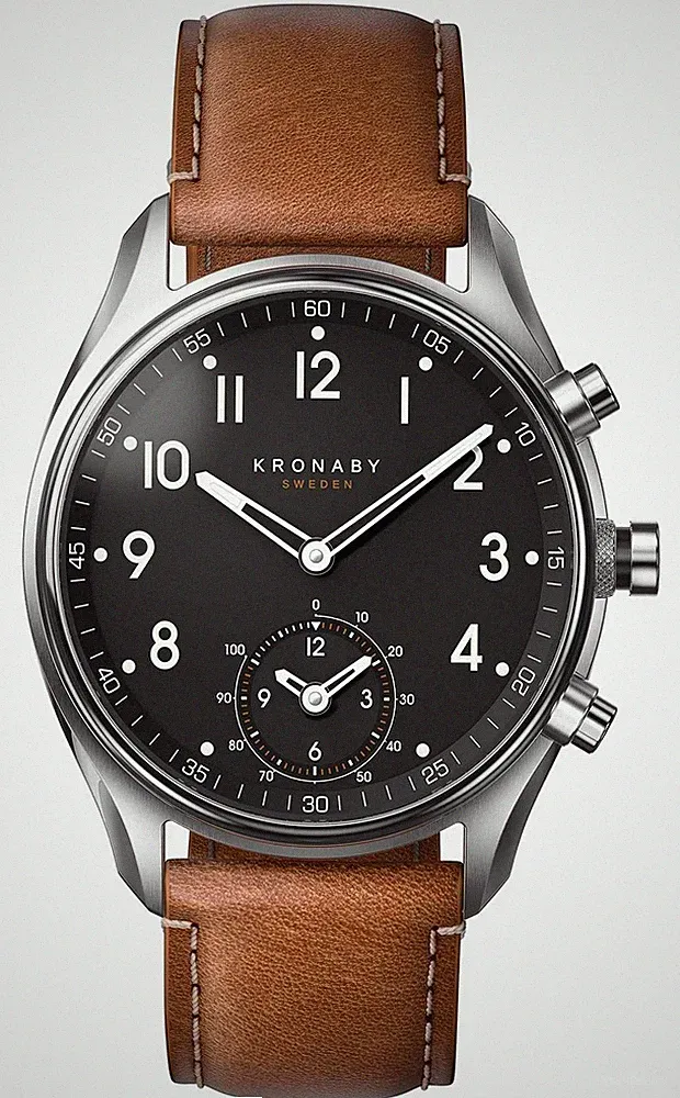 Kronaby Apex Hybrid-Smartwatch (43 Mm), Schwarzes Zifferblatt / Braunes S0729/1
