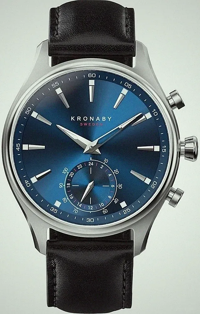 Kronaby Sekel Hybrid-Smartwatch (41 Mm), Blaues Zifferblatt / Schwarzes S3758/1