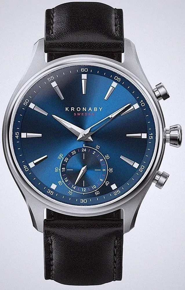 Kronaby Sekel Hybrid-Smartwatch (41 Mm), Blaues Zifferblatt / Schwarzes S3758/1