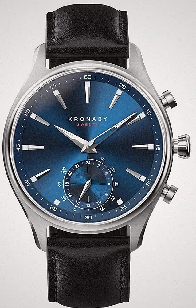 Kronaby Sekel Hybrid-Smartwatch (41 Mm), Blaues Zifferblatt / Schwarzes S3758/1