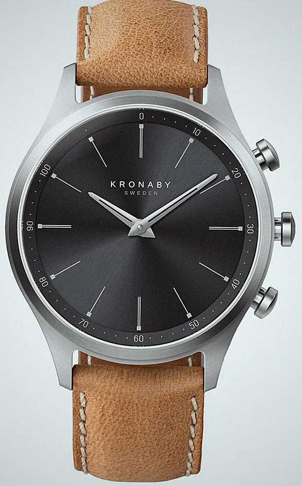 Kronaby Sekel Hybrid-Smartwatch (41 Mm), Schwarzes Zifferblatt / Braunes