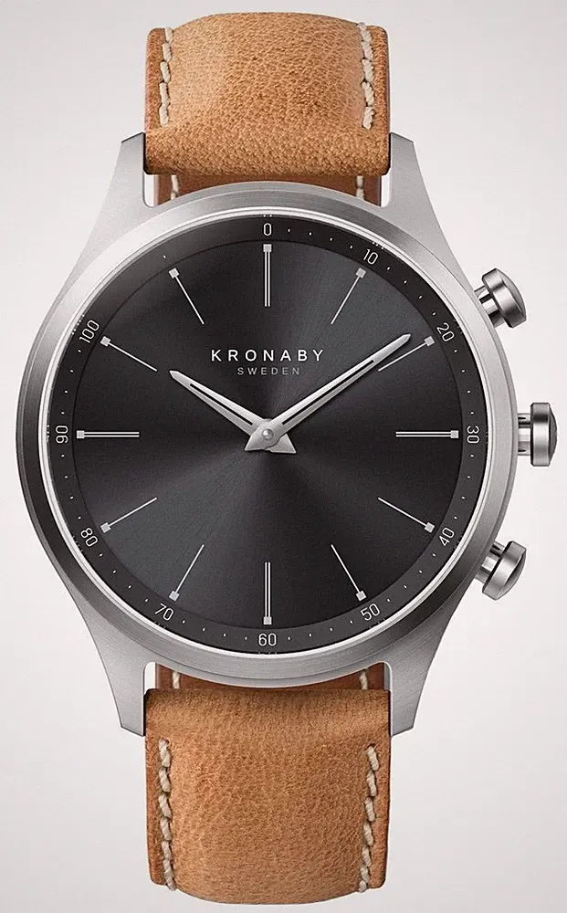 Kronaby Sekel Hybrid-Smartwatch (41 Mm), Schwarzes Zifferblatt / Braunes