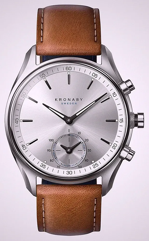 Kronaby Sekel Hybrid-Smartwatch (43 Mm), Silbernes Zifferblatt / Braunes