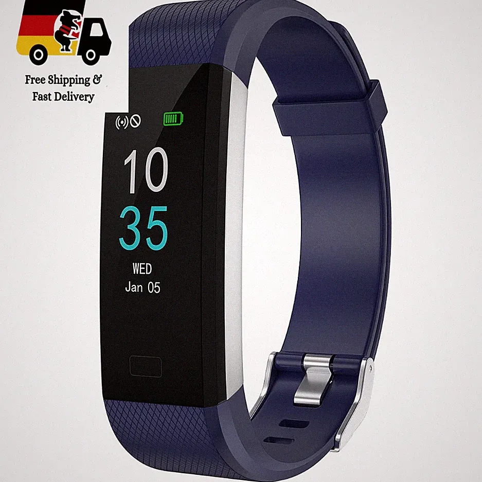 LEBEXY Fitness Tracker Armband mit Schrittzähler und Kalorienzähler, Blau