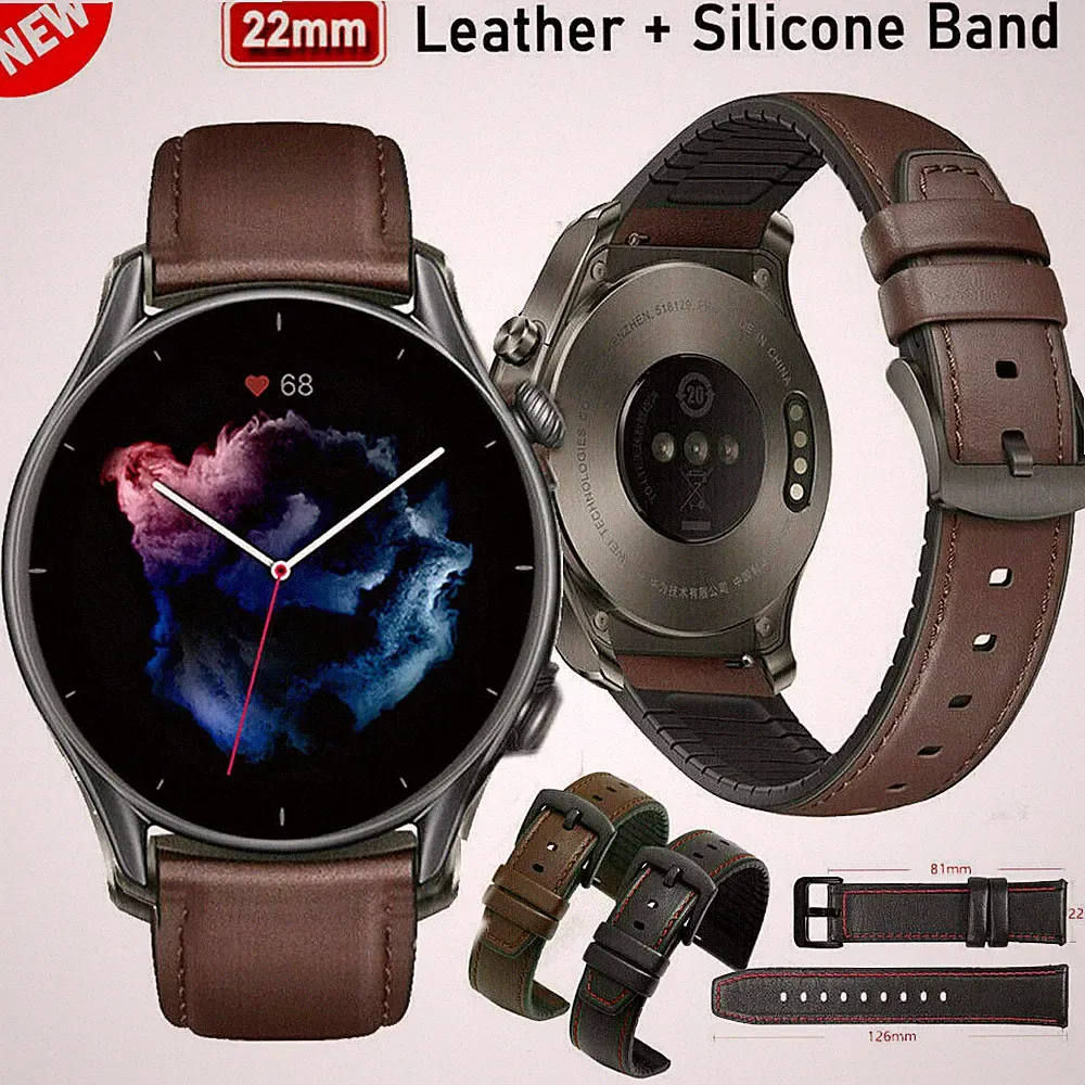 Leder Silikon Armband Für Huami Amazfit GTR 3 Pro 47mm GTR 2 2E Stratos 3 2 1