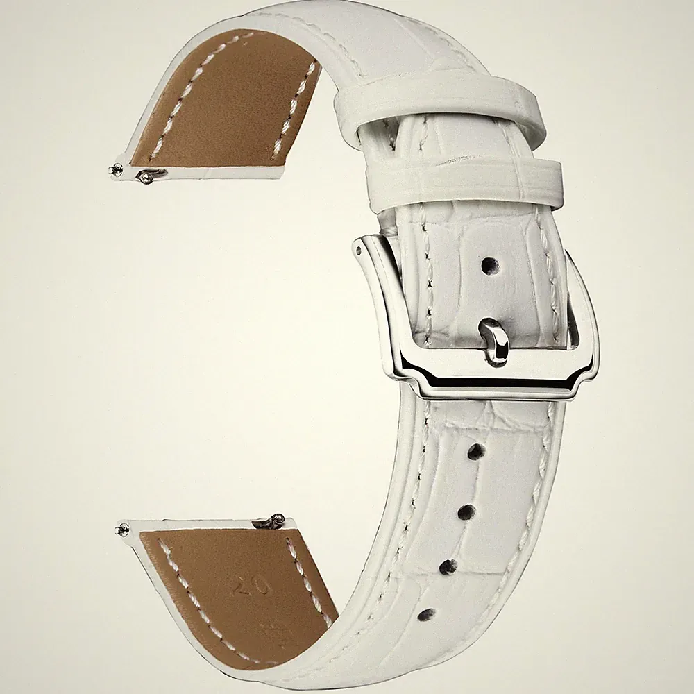 Leder Uhrenarmband Schnellwechsel-Lederarmband Ersatz für Herren Damen Weiß 20mm