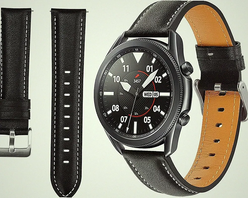 Lederarmband für Smartwatch 45/46mm Damen Herren hochwertiges 22mm Ersatz