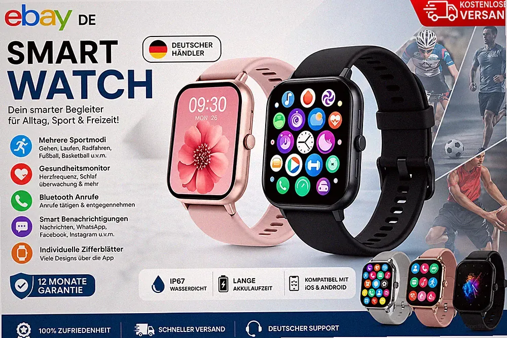 Lenovo Smartwatch Sport Fitness Tracker Wasserdicht Anrufe Gesundheitsmonitor