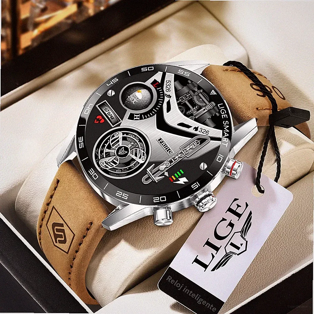 LIGE Herren Smartwatch AMOLED GPS Bluetooth Sportuhr Pulsuhr Wasserdicht Schwarz