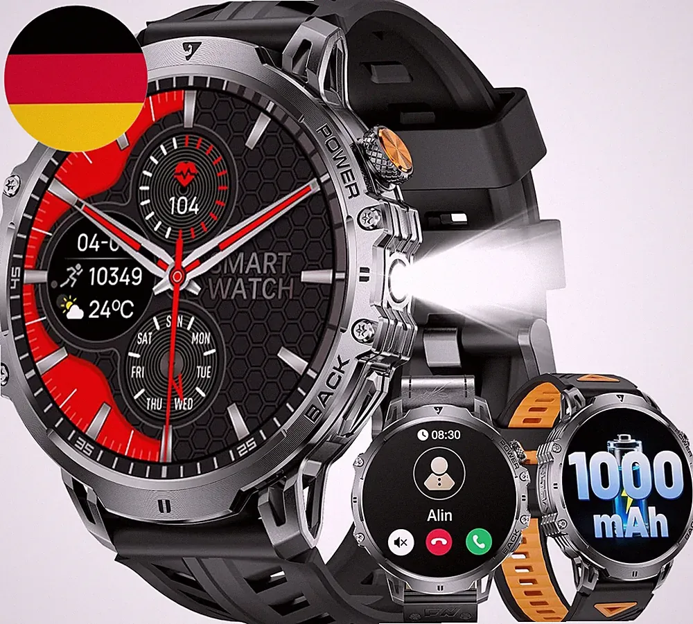LIGE Militär Smartwatch Herren(3 Armbändern) - 1000 Mah/1,85" HD Großes Touchscr