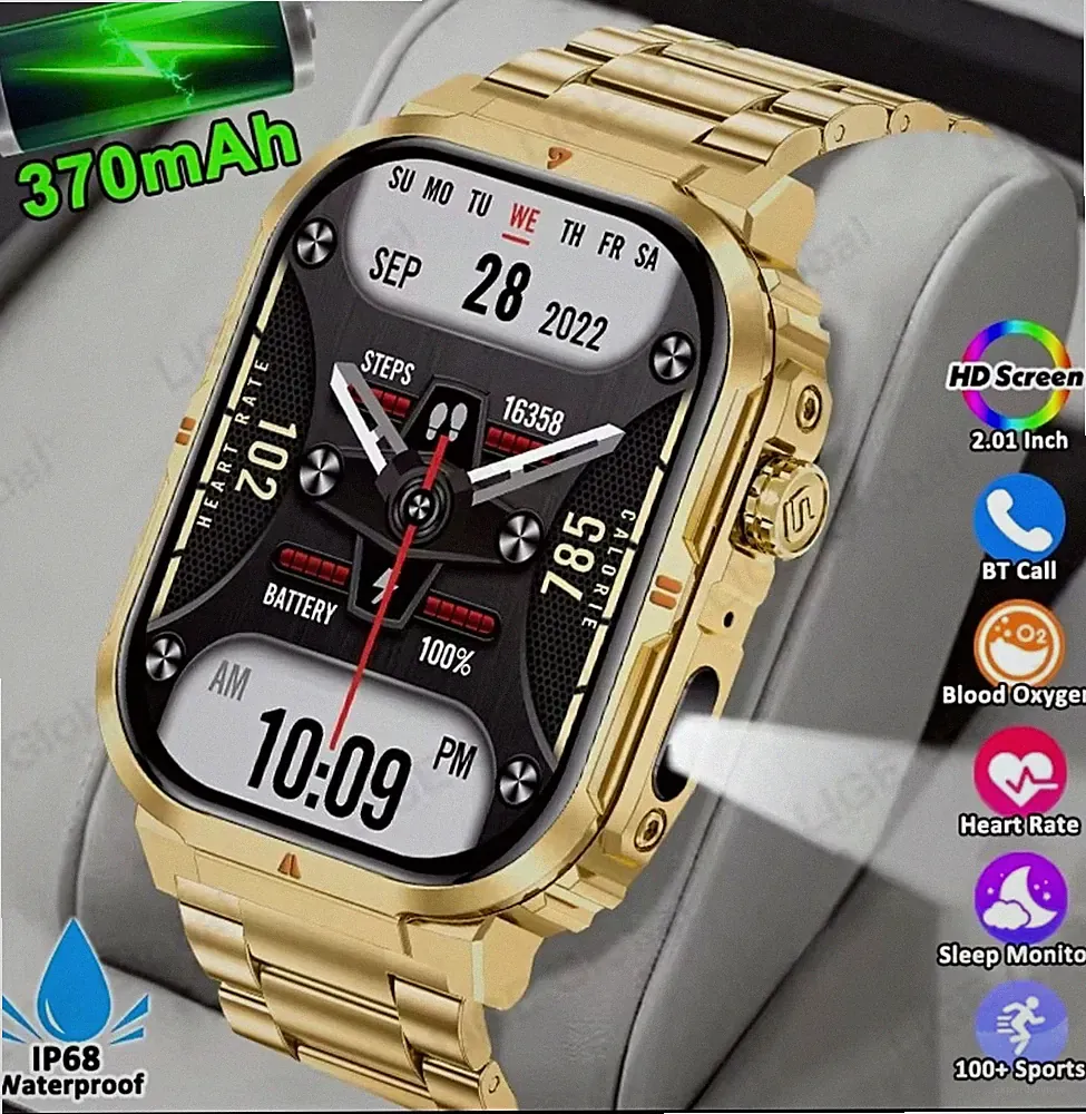 LIGE Neue Sport-Smartwatch 2,01 Zoll HD Machen Antwort Anruf Sprachassistent
