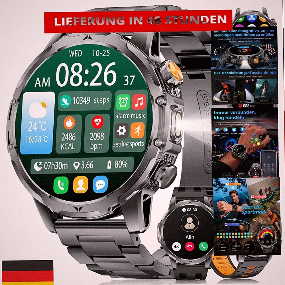 LIGE SMART Herren Smartwatch 1.53" HD, 1000 mAh, IP68, 120+ Sportmodi